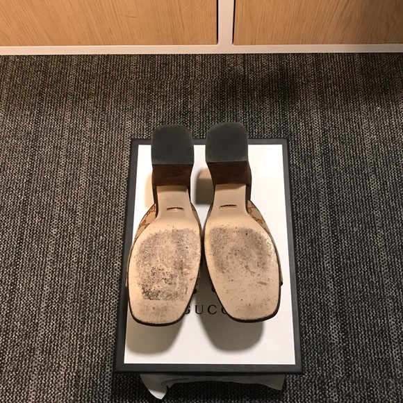 Authentic Gucci Brown GG Mid-heel Suede Mules Platforms - Picture 4 of 10